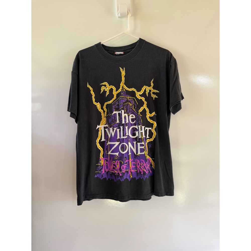 Vintage Disney Twilight Zone Tower of Terror T-Shirt Black Double Sided Large